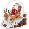 "6"" Santa Sleigh and Reindeers Deliver Christmas Gifts Music Snow Globe"