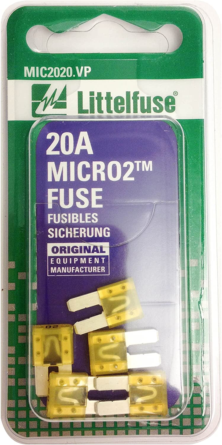 Littelfuse Mic2020vp Micro2 Yellow 32v 20 Amp Blade Fuse Pack Of 5