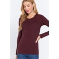 thumbnail image 2 of Simply Fashion Active Basic CrewNeck LongSleeve Slim Fit Cotton Tshirts,maroon,small, 2 of 4