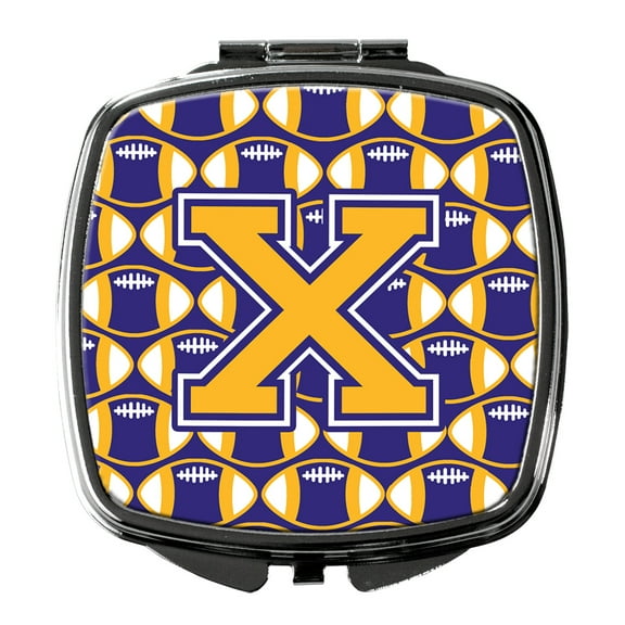 Letter X Football Purple and Gold Compact Mirror CJ1064-XSCM