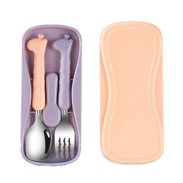 Toddler Utensils Kids Spoon and Fork Set,Cute Giraffe Child Flatware