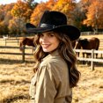 thumbnail image 2 of Classic Western Cowboy Hat for Outdoor Fashion and Seasonal Headwear for Parties Riding and Western Themed Events, Black, 2 of 4
