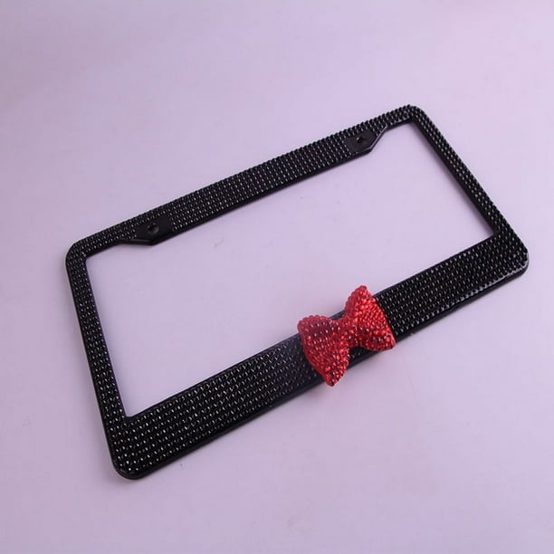 Marco para matrícula de coche de calibre estadounidense con incrustaciones de diamantes, marco para matrícula con lazo acrílico
