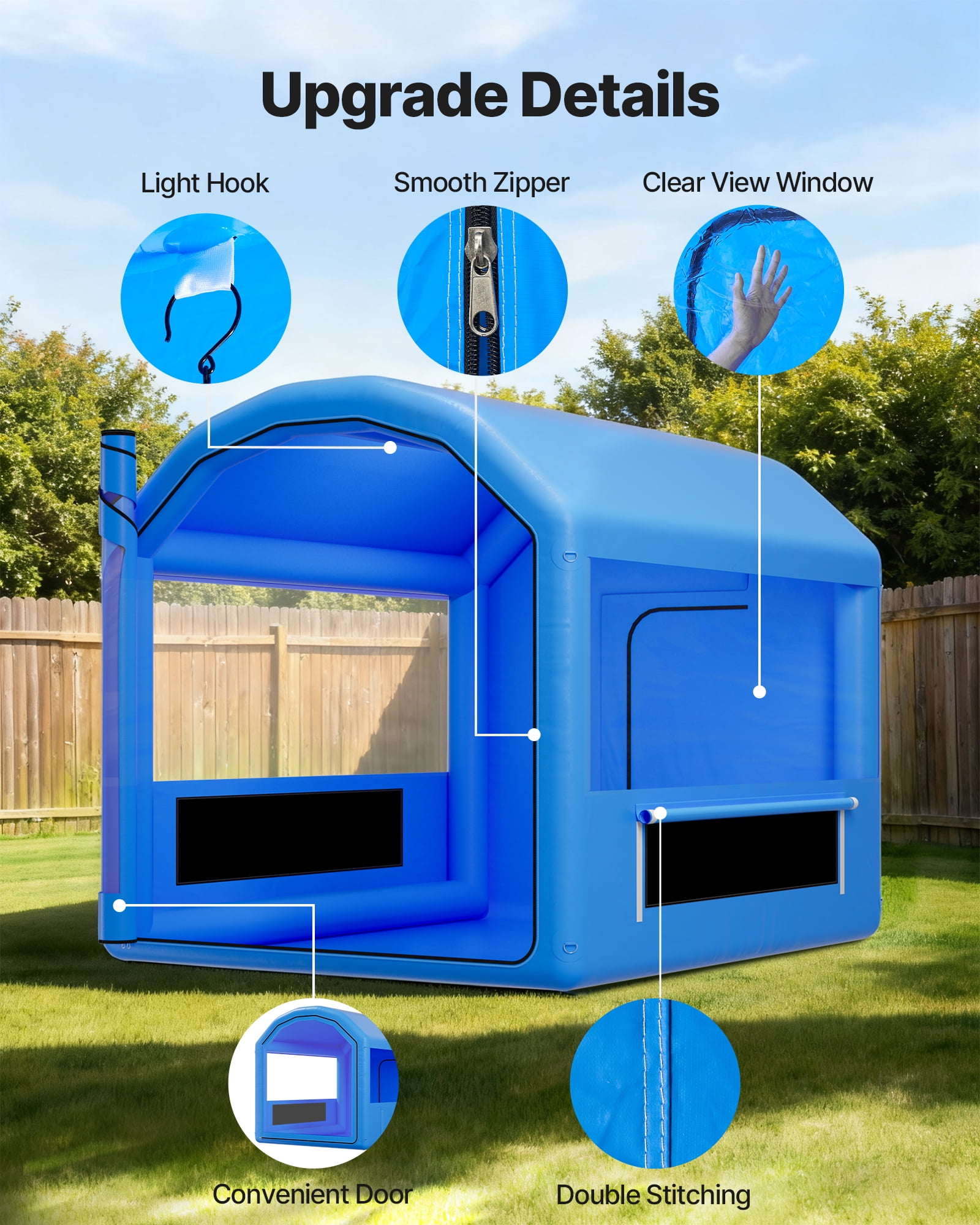 VEVOR Inflatable Paint Booth, 9.84 x 8.2 x 8.2 ft, Inflatable Spray Booth with 550W Powerful Blower and Air Filter System, Round Roof, for Painting Bicycle, Motorcycle, and Automotive Sheet Metal