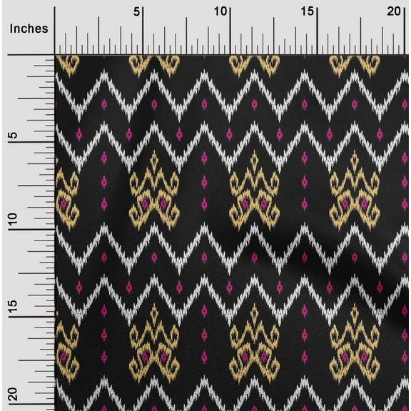 oneOone Organic Cotton Voile Fabric Paisley & Chevron Ikat Print Fabric By The Yard 42 Inch Wide