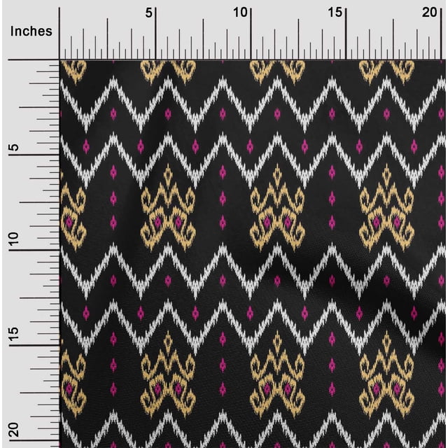 oneOone Georgette Viscose Fabric Paisley & Chevron Ikat Print Fabric BTY 42 Inch Wide