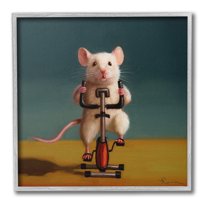 Stupell Industries Funny Workout Mouse Animals & Insects Painting Gray Framed Art Print Wall Art, 12 x 12