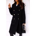 thumbnail image 3 of ZANKLEY Women's Winter Lapel Double Breasted Office Work Long Pea Coat Overcoat, 3 of 10