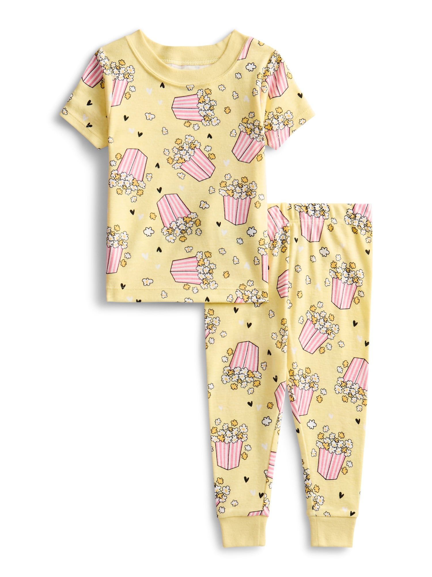 Wonder Nation Toddler Boys or Girls Cotton Snug Fit Short Sleeve Pajama Top and Pants Set, 6-Piece, Sizes 12M-5T