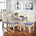 thumbnail image 2 of Seat Covers for Dining Room Chairs, Stretch Printed Chair Covers with Ties, Square Removable Washable Chair Protector Seat Cushion Slipcovers for Kitchen, Office(Set of 4, Blue Flower), 2 of 6