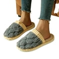 thumbnail image 5 of Viluyesy Womens Scuff Slippers Braided Fuzzy Plush Corduroy Trim Closed Toe Non Slip Warm Indoor House Slides Gray Size 9-10, 5 of 6