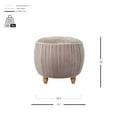 thumbnail image 4 of Helena Velvet Small Round Ottoman Beige N/A, 4 of 5
