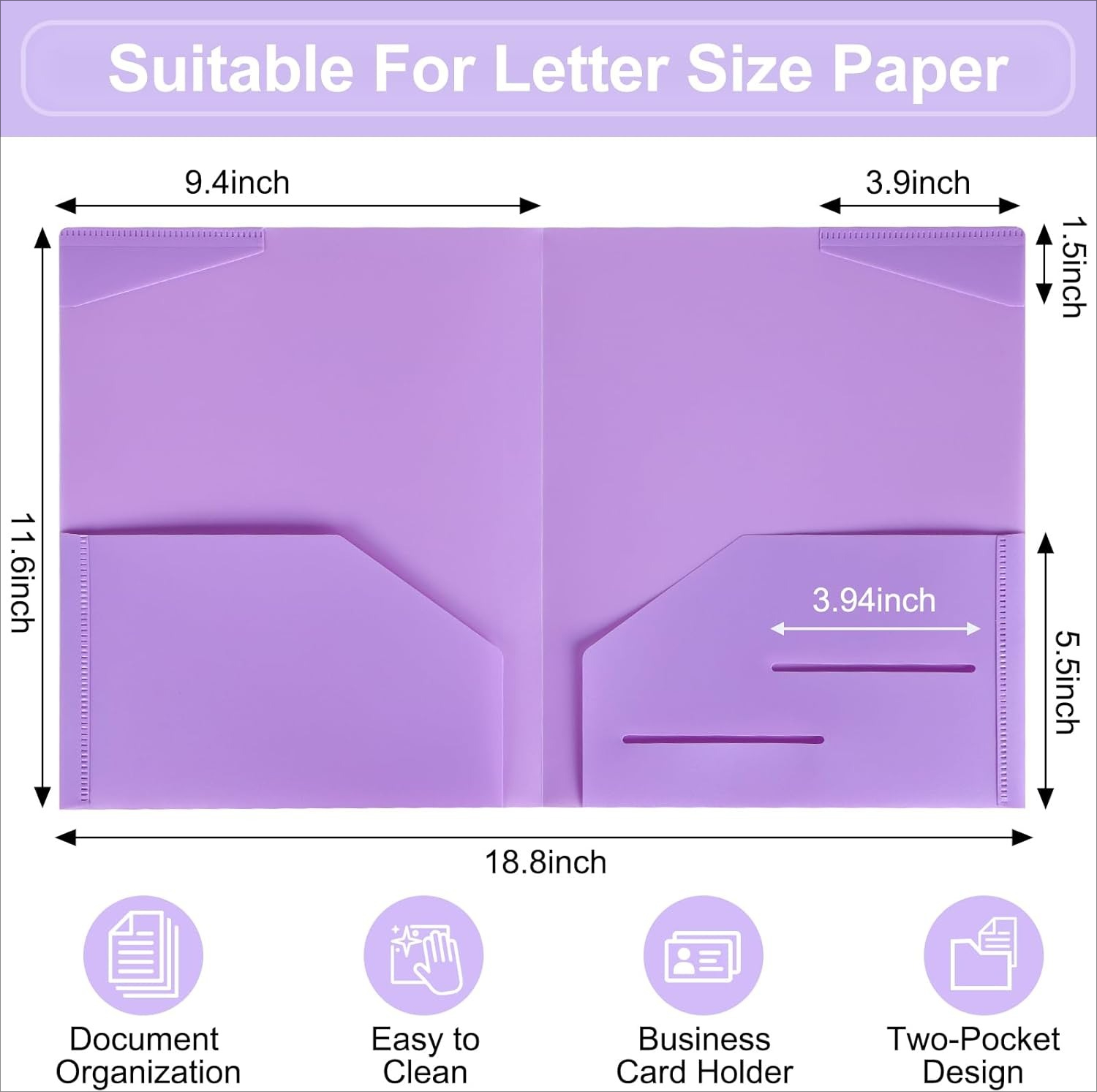 100 plastic folders with pockets, heavy duty pocket folders with 4 pockets for office and school