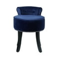 thumbnail image 2 of Inspired Home Bardot Velvet Vanity Stool Nailhead Trim Roll Back Bedroom, Navy, 2 of 9