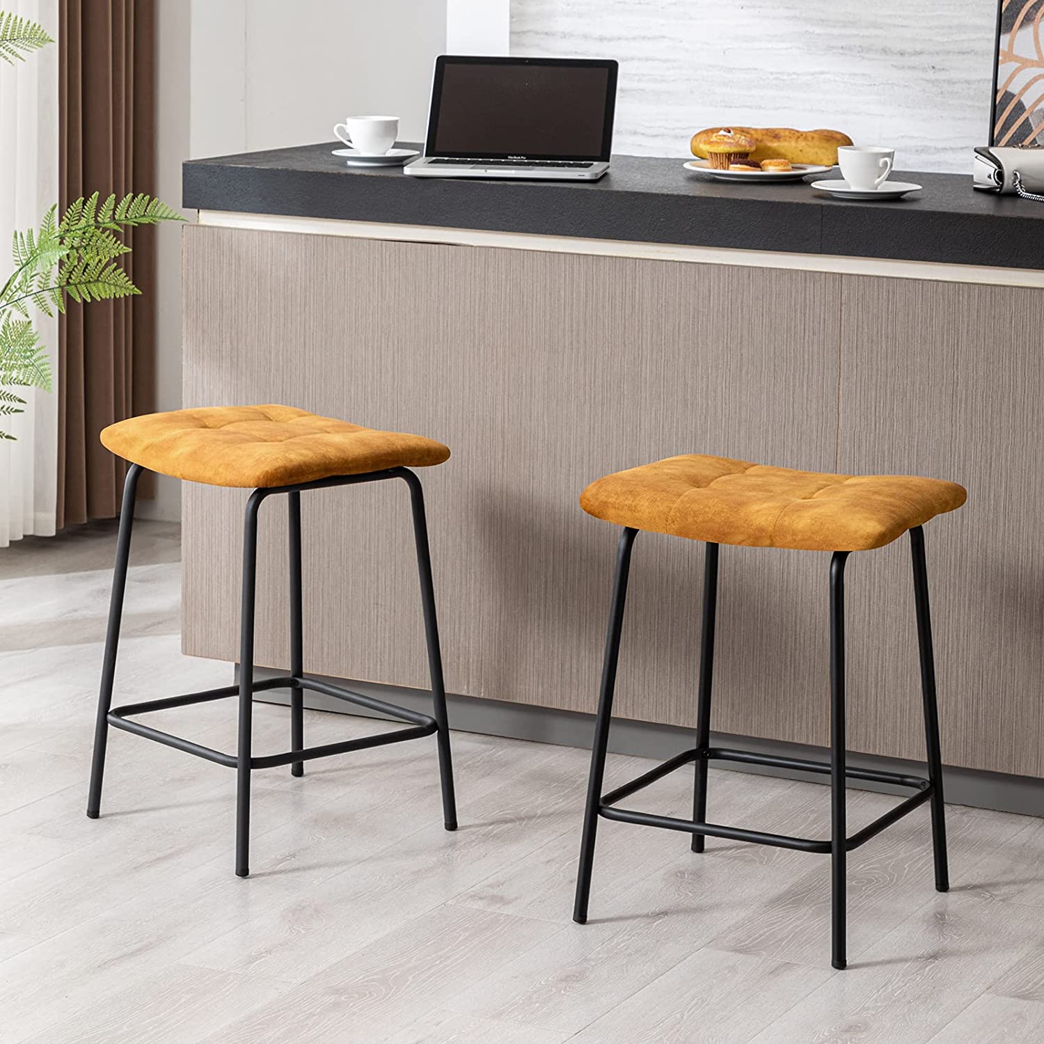 Duhome Modern Counter Stools Set of 2, Upholstered Counter Height Bar Stools for Kitchen Island