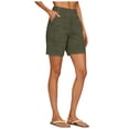 thumbnail image 6 of vigerkar High Waisted Shorts Women Cotton Button Detail Casual Shorts Vacation Short Pants with Pockets, Lightweight Classic Fit Summer Beach Travel (Dark Green, 3XL), 6 of 7