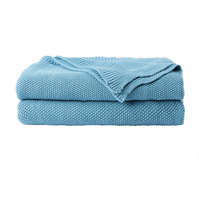 Unique Bargains 100% Cotton Soft Knitted Throw Solid Blanket for Couch Sofa Bedroom