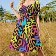 thumbnail image 4 of Neon Abstract Colorful Pattern Short Sleeve Dress Clothes Women's Summer Dress Elegant Dress Daily Dresses For Woman, 4 of 9