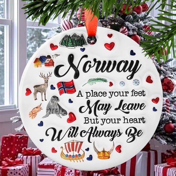 Norway Christmas Ornament, Ceramic/Acrylic Ornament, Special Keepsake for Mother, Valentine Ornament Gift, Seasonal Festival Keepsake, Collectible 2025