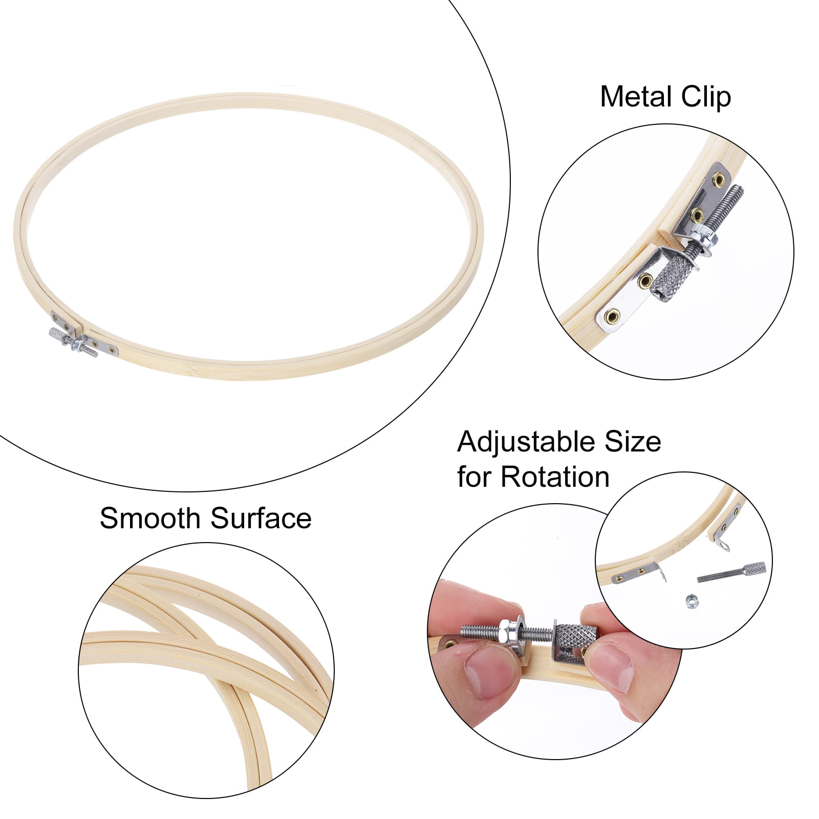 Uxcell 12 Pcs 12" Embroidery Hoops Adjustable Round Bamboo Circle Cross Stitch Hoop Ring for Art Craft Handy Sewing Needlework DIY Decoration