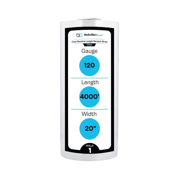 MMBM Machine Stretch Wrap 1 Roll 19.7 Inch x 4000 Feet 120 Gauge Heavy Duty Clear Shrink Film for Wrapping