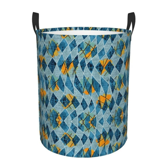 XMXT Collapsible Laundry Basket, Impressionist Autumn Prints Waterproof Laundry Hamper, 62L Blue