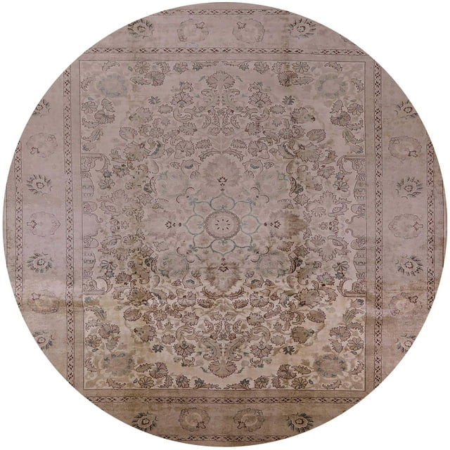 Ahgly Company Tapis d'Intérieur Rond Milieu du Siècle Moderne Brun Amande Foncé Oriental, 8' Rond