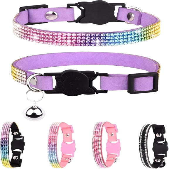 GASTROPOD 2026 New Cat Collars for Girl Cats,Bling Kitten Collar with Bell,Cute Cat Collar with Bells for Indoor,Outdoor,Travel,Pink Cat Collar,Rhinestone Cat Collar.