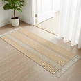 thumbnail image 3 of Kitchen Runner Rugs, Farm Lattice Houndstooth Pattern 2'x5' Throw Rug with Tassels, Rustic Beige Khaki Plaid Washable Soft Floor Carpet Runner for Hallway Bedroom Bathroom Laundry Room, 3 of 9