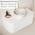 thumbnail image 4 of 30" Floating Bathroom Vanity with Sink, Wall-Mounted Bathroom Cabinet with Ultra-Thin Ceramic Basin and Marble Top, Extra Large Storage Drawer, Soft-Close Design, Pre-Assembled, White, 4 of 6