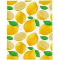 thumbnail image 5 of Soft Blanket Plush Warm Flannel Sofa Couch Chair Throw Blanket 50x60 inch Luxury Fluffy Lightweight Blankets for Bedroom Living Room Decor, Summer Fruit Theme Lemon, 5 of 6
