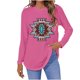 thumbnail image 1 of Camiseta de moda sexy informal para mujer, blusa estampada de manga larga con cuello redondo y fruncido Pompotops FGAJ7279, 1 of 5