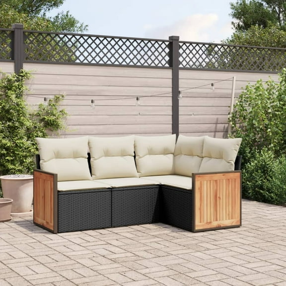 vidaXL Patio Sofa Set Black, Cream