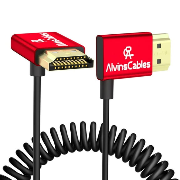 Alvin's Cables 8K HDMI Cable 2.1 48Gbps High Speed Φ2.4mm Ultra-Thin HDMI 8K@60Hz 4K@120Hz for Sony A7 A9, for BMPCC, for Canon C70, for Atomos Ninja, for SmallHD, Up to Right Angle Coiled Cable
