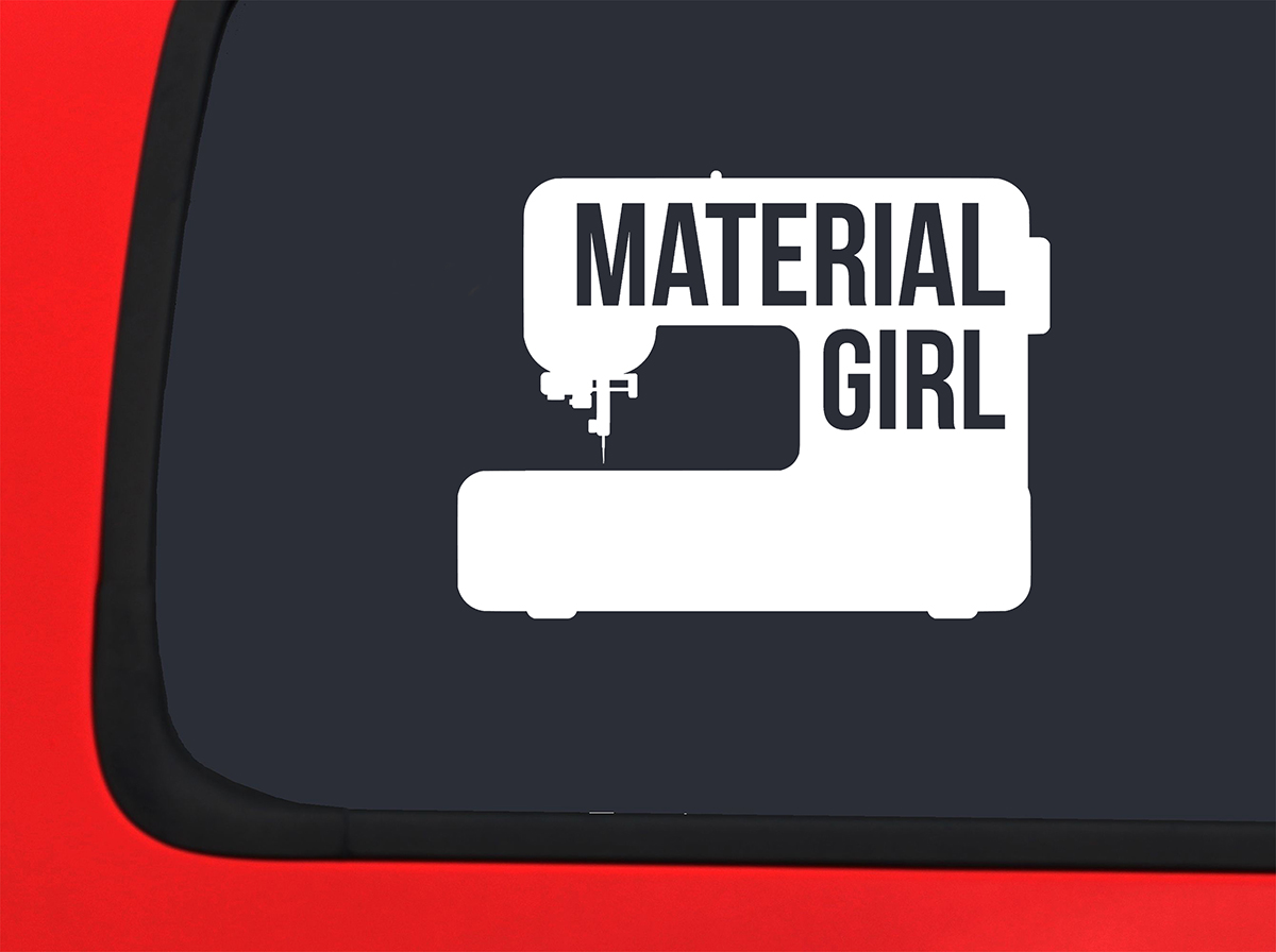 Car Sticker Material Girl On Sewing Machine Funny Hobby Create Car