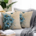 thumbnail image 3 of Outdoor Pillow Cover Blue Daisy Set of 2 Waterproof Throw Pillowcases Vintage Linen Texture Decorative Patio Furniture Pillows for Couch Garden Indoor & Outdoor Use, 3 of 9
