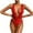 Red, variant on Uaswgudfs Women's One-Piece Swimsuit with Deep V-Neckline & Waist Ruffles | Form-Fitting Design, Smooth Stretch Fabric for Swimwear Bathing Suit Black L