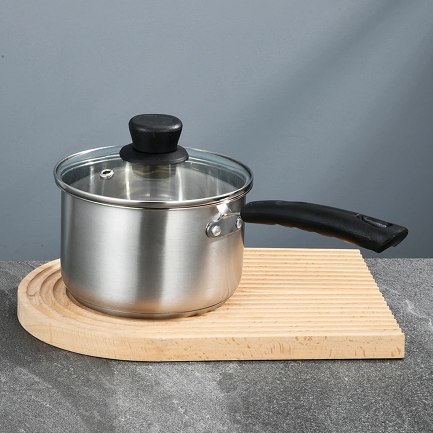 JOGGEIL Sauce Pan Set with Lids, 4 Piece Silver Stainless Steel Small Pot Set, Durable Cookware Multipurpose Stock Pots Set for Home Kitchen