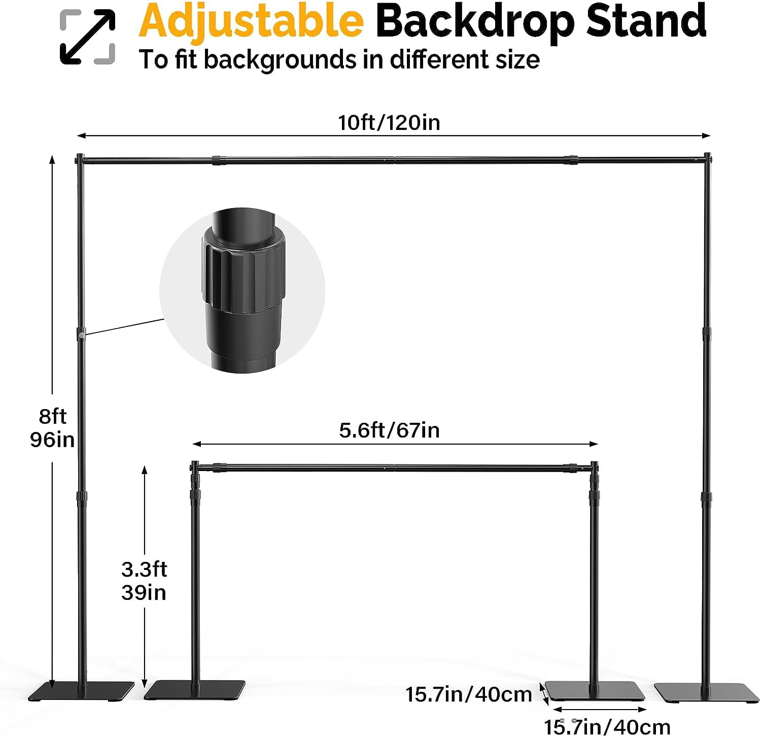 ShowMaven 120 in. x 96 in. Backdrop Stand Adjustable Height and
