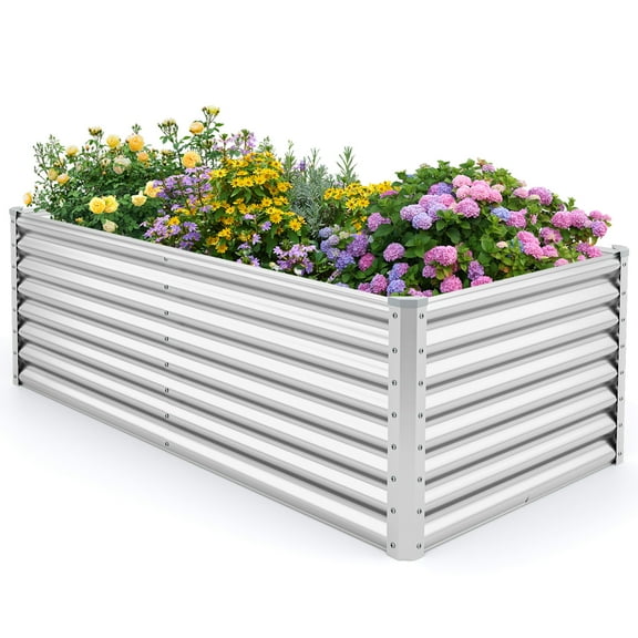 Gymax Raised Garden Bed Large Metal Planter Box Kit for Vegetable Herb 6' x 3' x 2'