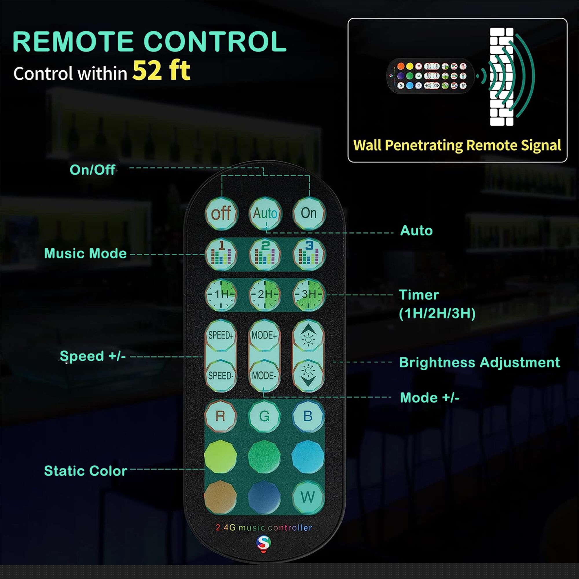 thumbnail image 3 of Ageszoe 2-Step Liquor Shelf with Adjustable LED Color Lighting,20"Wine Bottle Display Shelf for Livingroom, 3 of 9