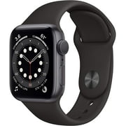 Apple Watch Series 6 (GPS, 40mm) Space Gray Case   Black Sport Band - Renewed