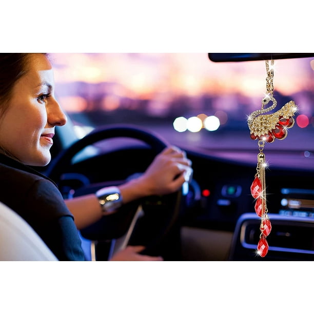 Unique Bargains Bling Car Rear View Mirror Charm Shining With Faux