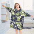 thumbnail image 5 of FORMRS Wearable Blanket Hoodie with Sleeves for Kids Cozy Flannel Sweatshirt, Retro Floral Pattern, 5 of 7