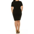 thumbnail image 3 of Women's Plus size Solid Sheath Dress with a Deep V-Neckline and Puff Sleeves, 3 of 6