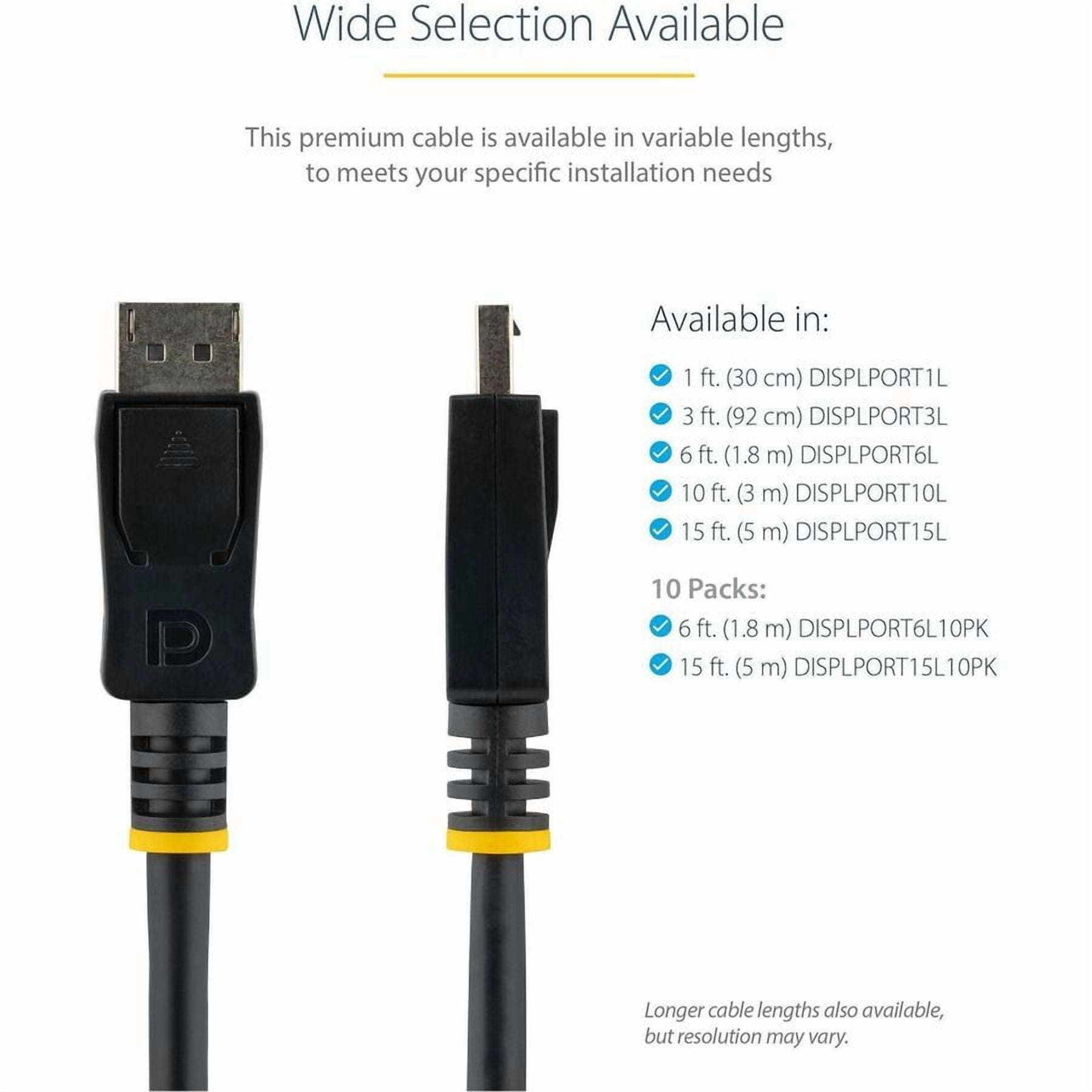 StarTech.com 10-Pack 15ft (4.6m) DisplayPort 1.2 Cable, 4K x 2K UHD VESA Certified DP Cable, DP Cord for Monitor, Latching Connectors