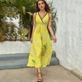thumbnail image 3 of Lemons on Yellow Womens Night Club Maxi Dress V Neck Sleeveless Bohemia Long Dresses, 3 of 9