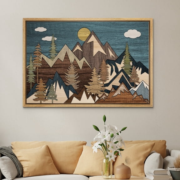 Sunset Mountain Abstract Landscape Poster, Unframed Size 16x24