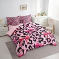 thumbnail image 3 of Castle Fairy Kawaii Bow 7-Piece Bedding Comforter Set,Black Pink King Bedding Sets,Leopard Print Ultra Soft Bed Sheets,Luxury Girls Bedroom Decor, 3 of 8