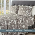thumbnail image 3 of Elegant Comfort Ultra-Soft 4-Piece Holiday Velvet Plush Flannel Sheet Set - Warm Fuzzy Flannel Fleece with Deep Pockets - High-Quality - Cal King, Silver Reindeer, 3 of 5